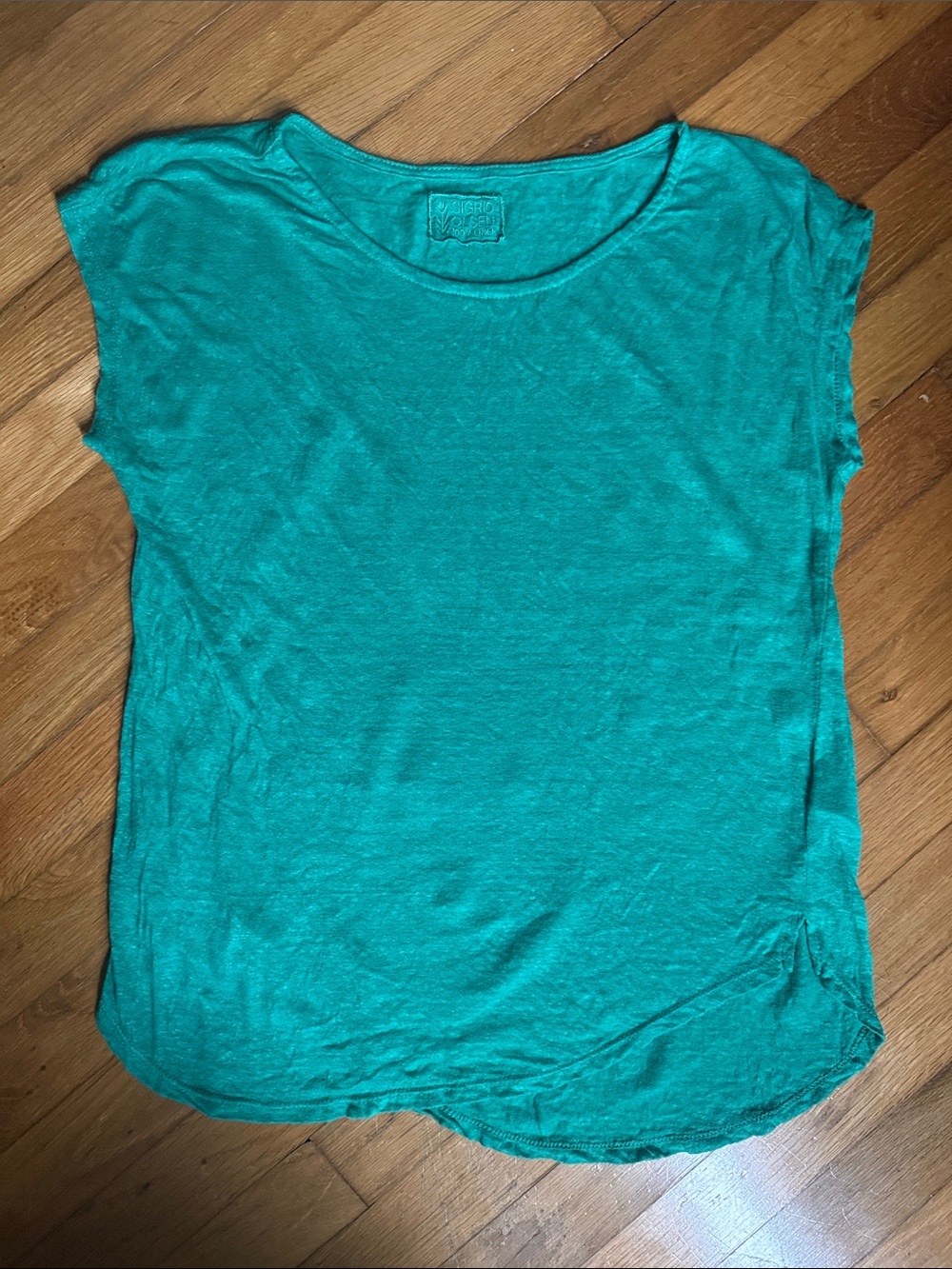 100% Linen Sigred Olsen Women’s Crewneck Cap-Sleeve Tee